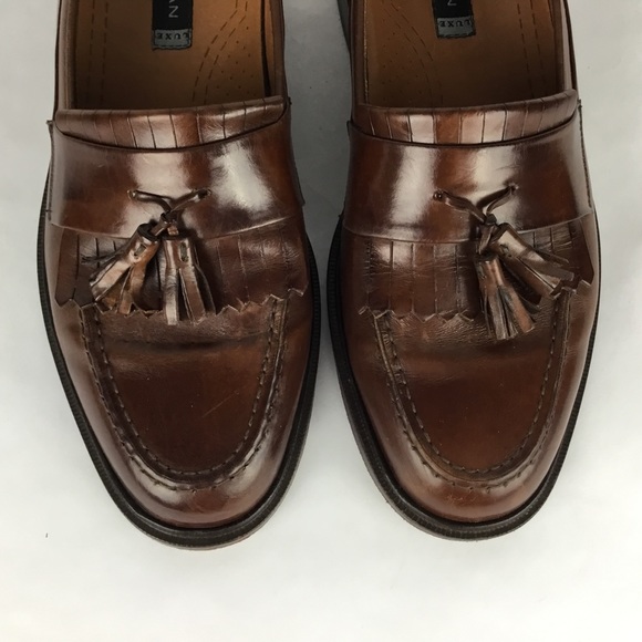 Men Shoes SlipOn Loafer Toe Kilt Tassel Italy Sz 8 - Picture 4 of 8